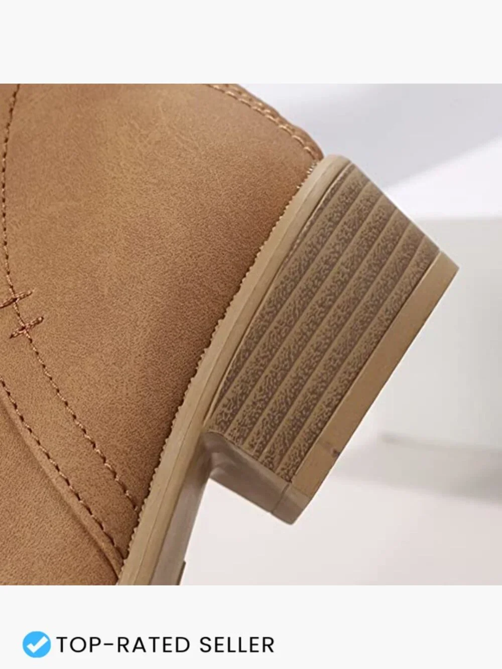 Casual Low Heeled Ankle Booties Chunky Block Heel Side V Cut Zip Closure